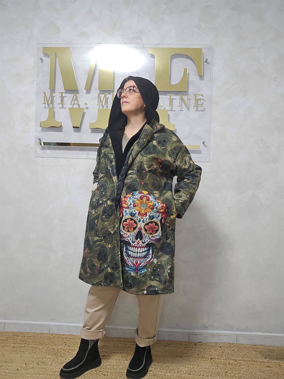 Abrigo Paño Estampado - Imagen 4