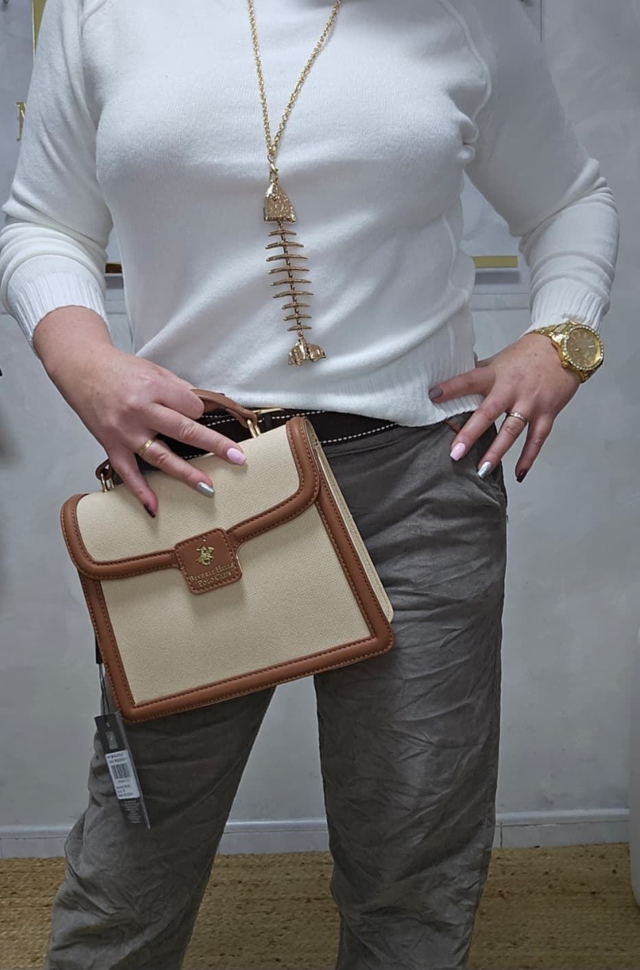 Bolso Polo Club Beige Y Marrón - Imagen 10