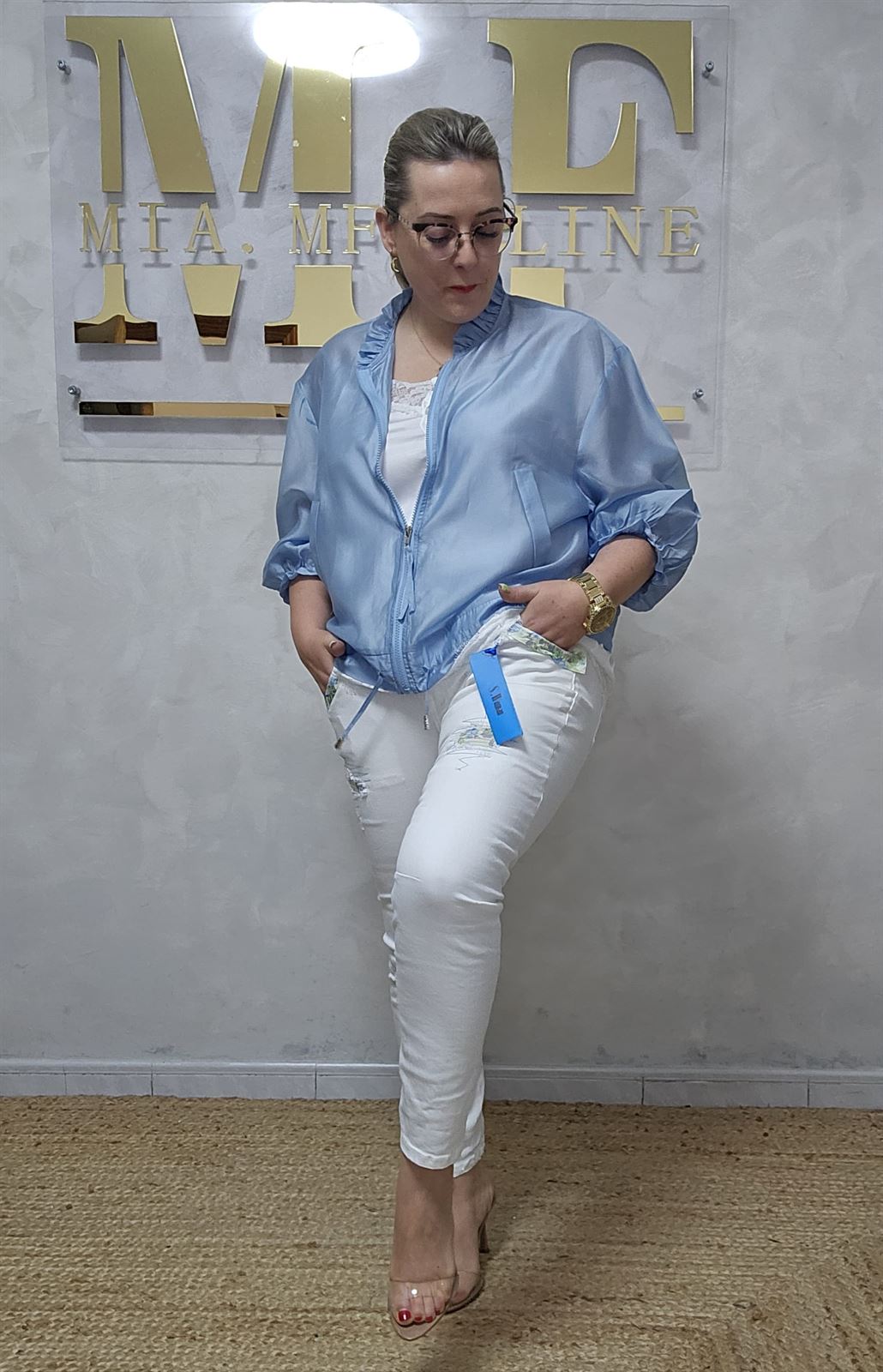 Bomber Tencel Azul Cielo - Imagen 2