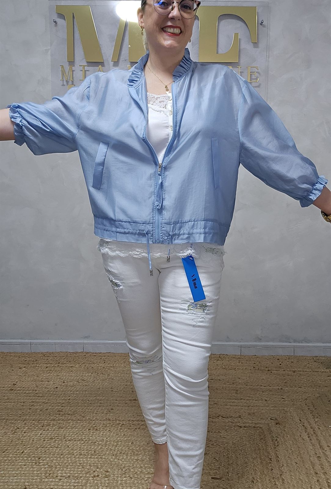 Bomber Tencel Azul Cielo - Imagen 3