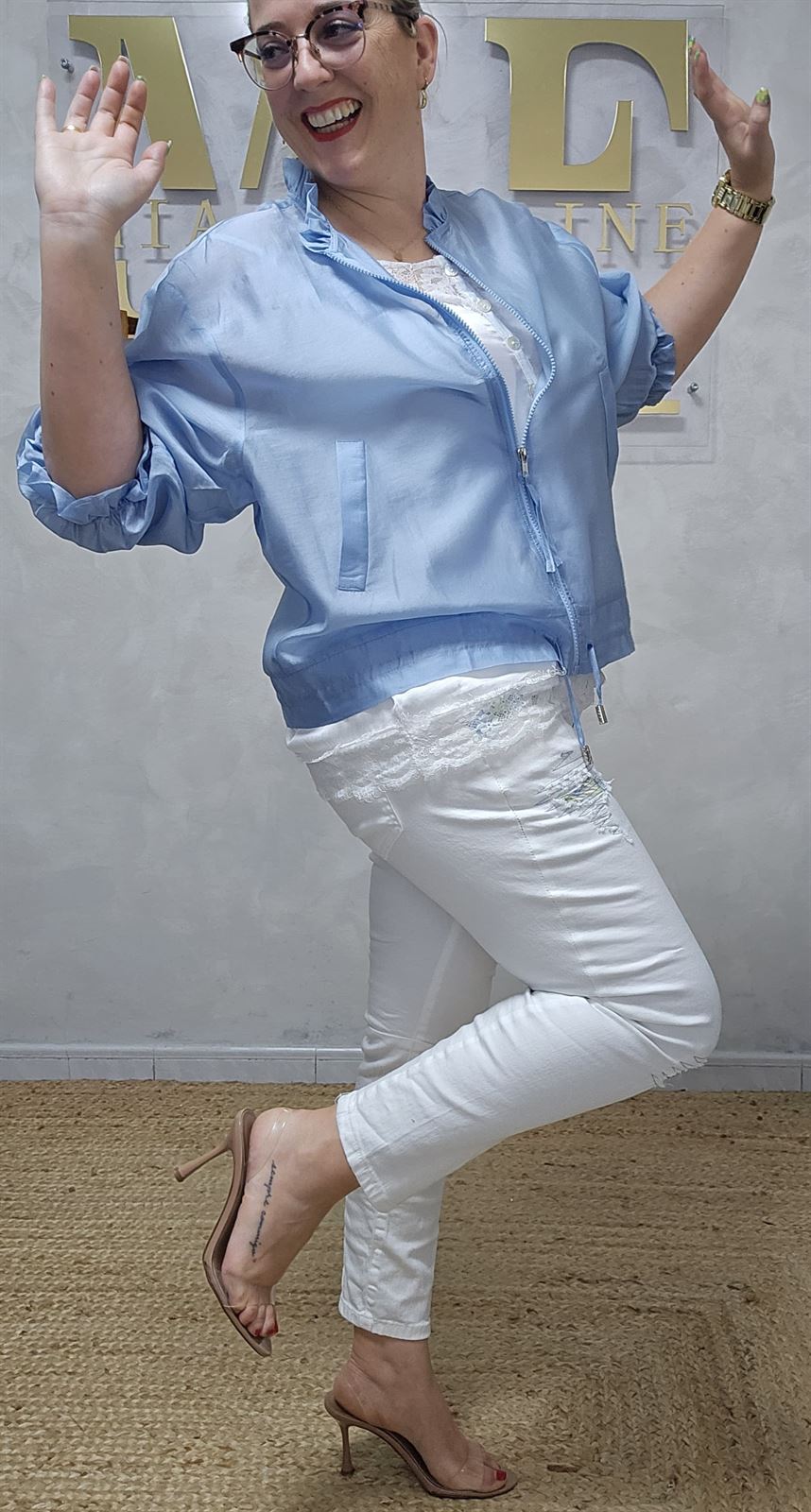 Bomber Tencel Azul Cielo - Imagen 4