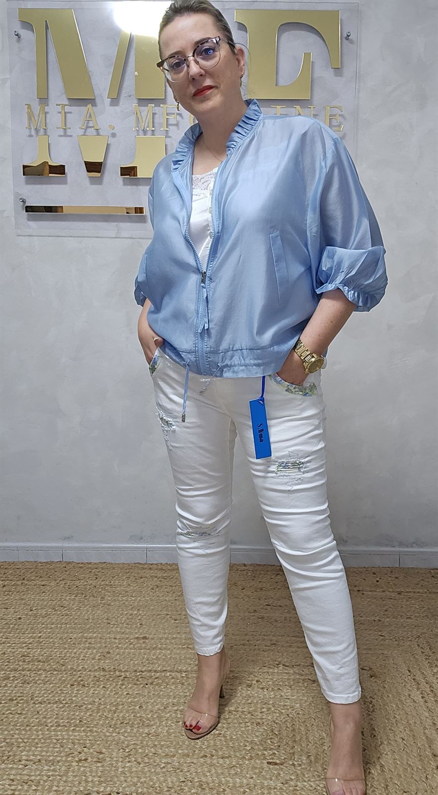 Bomber Tencel Azul Cielo - Imagen 6