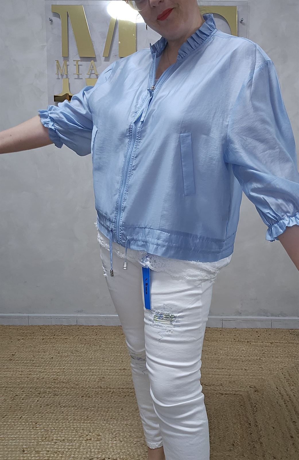 Bomber Tencel Azul Cielo - Imagen 7