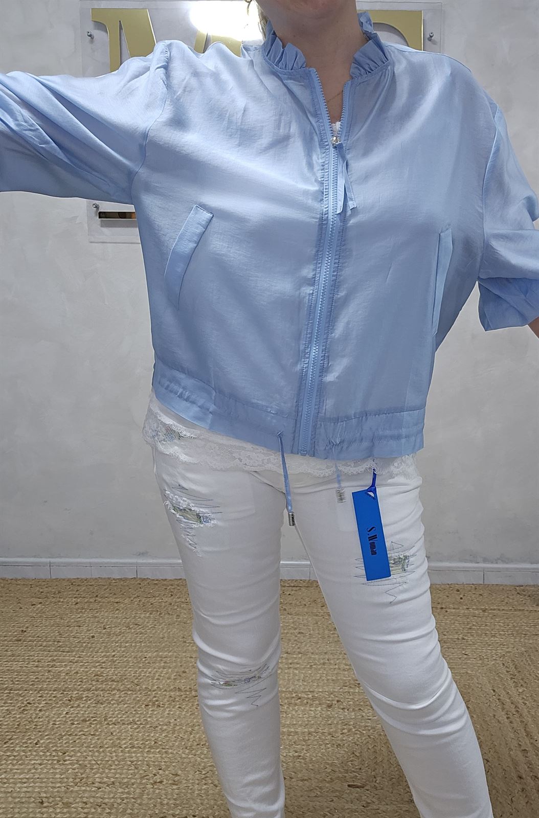 Bomber Tencel Azul Cielo - Imagen 8