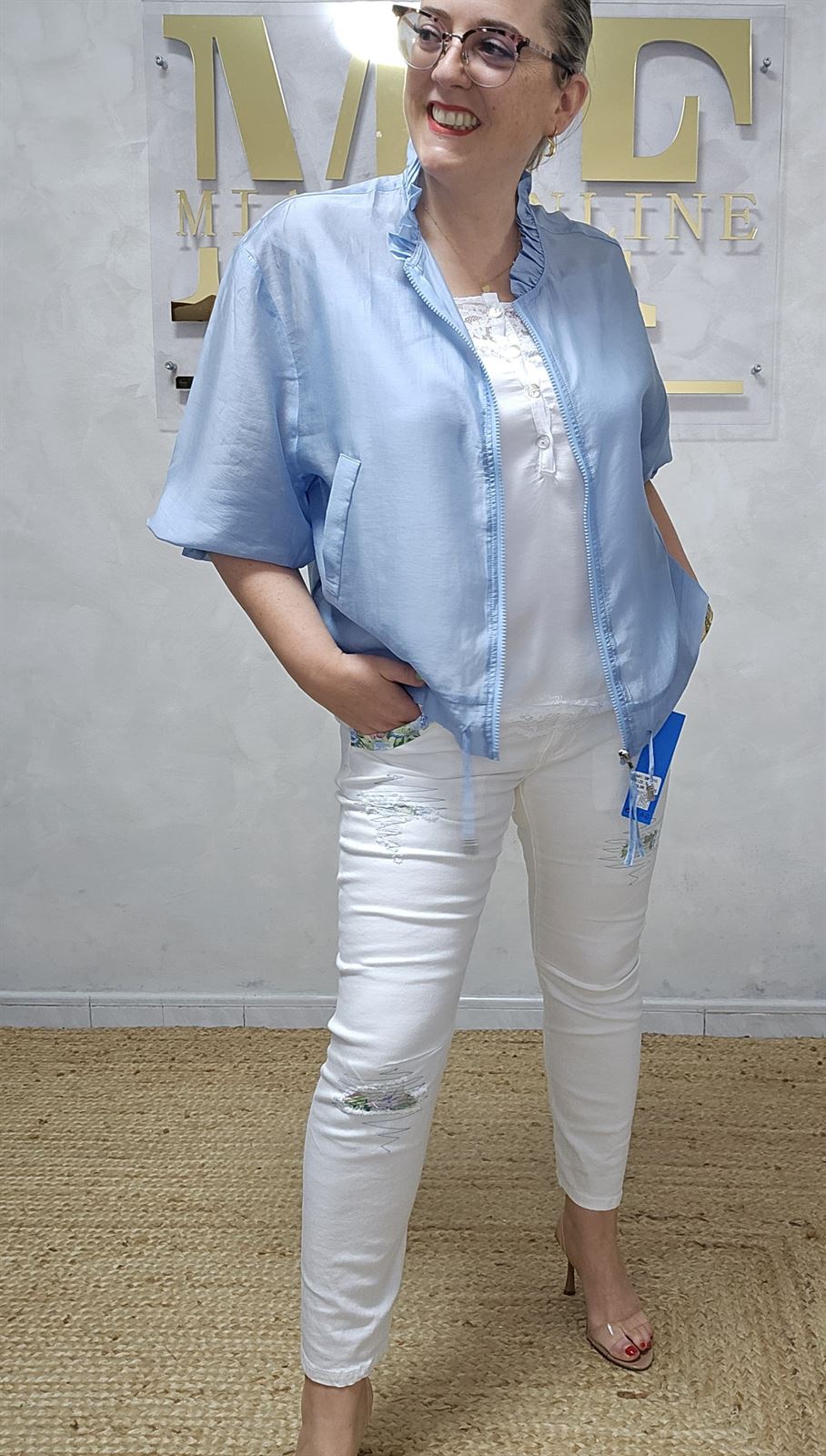 Bomber Tencel Azul Cielo - Imagen 9