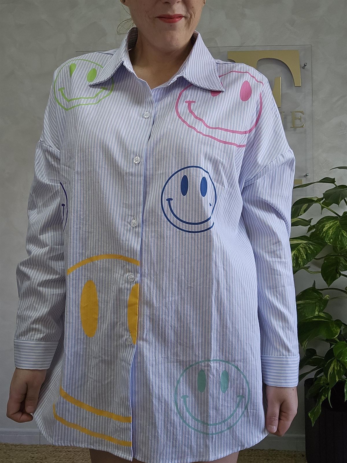 Camisa rayas azules smile - Imagen 4