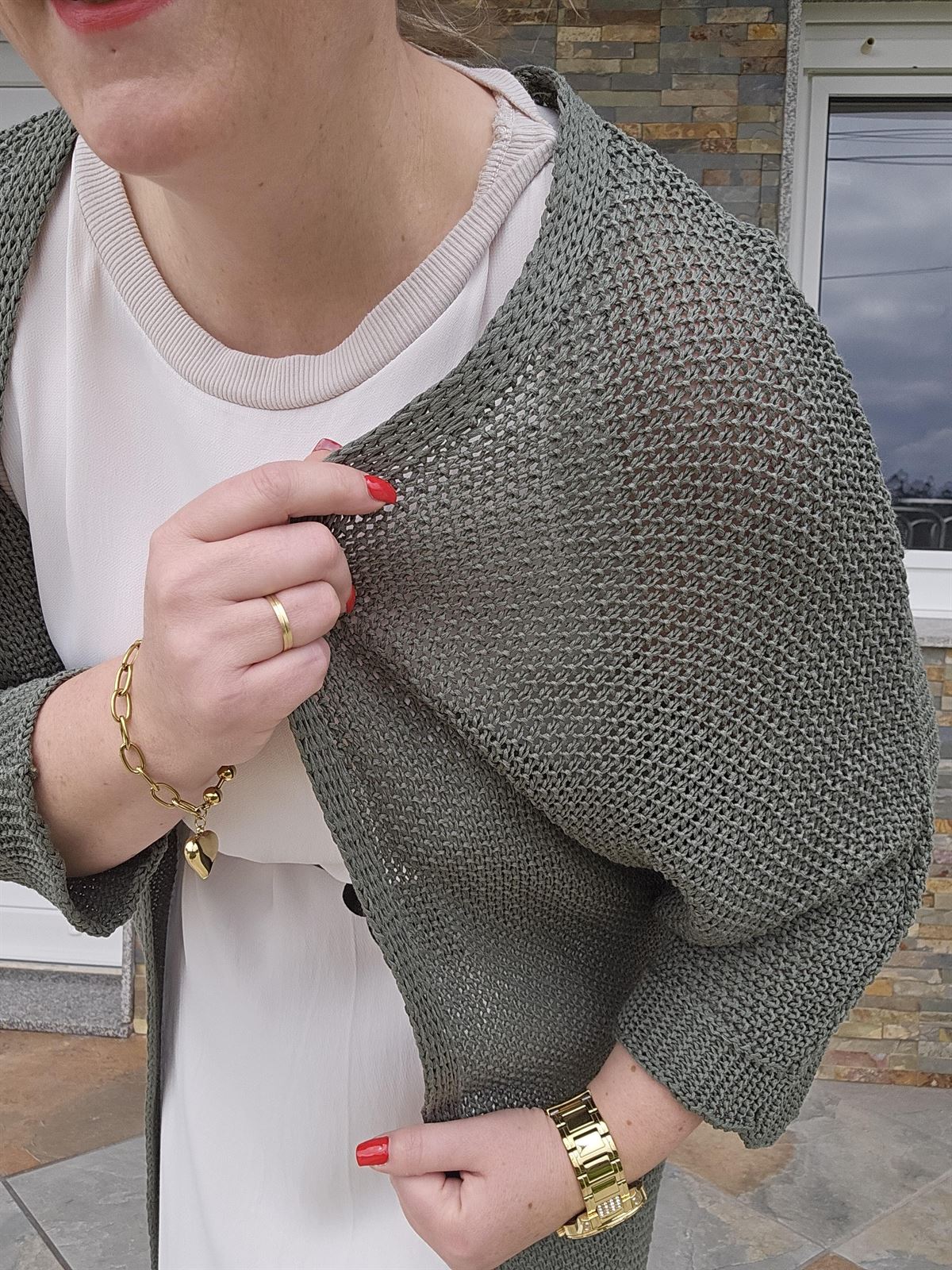 Chaqueta Calada Verde Oscuro - Imagen 4