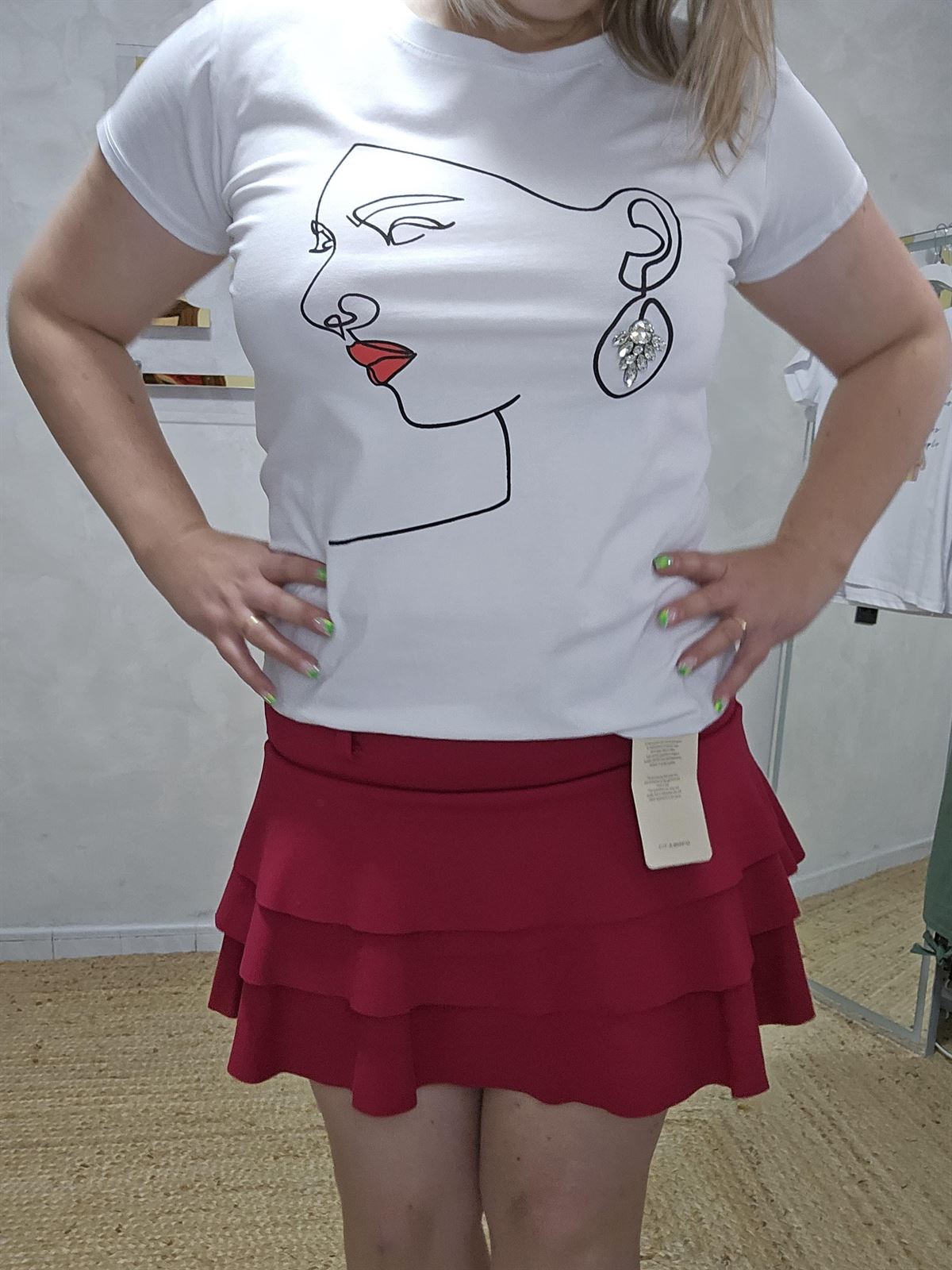 Falda Pantalón Volantes Con Cinturón - Imagen 1