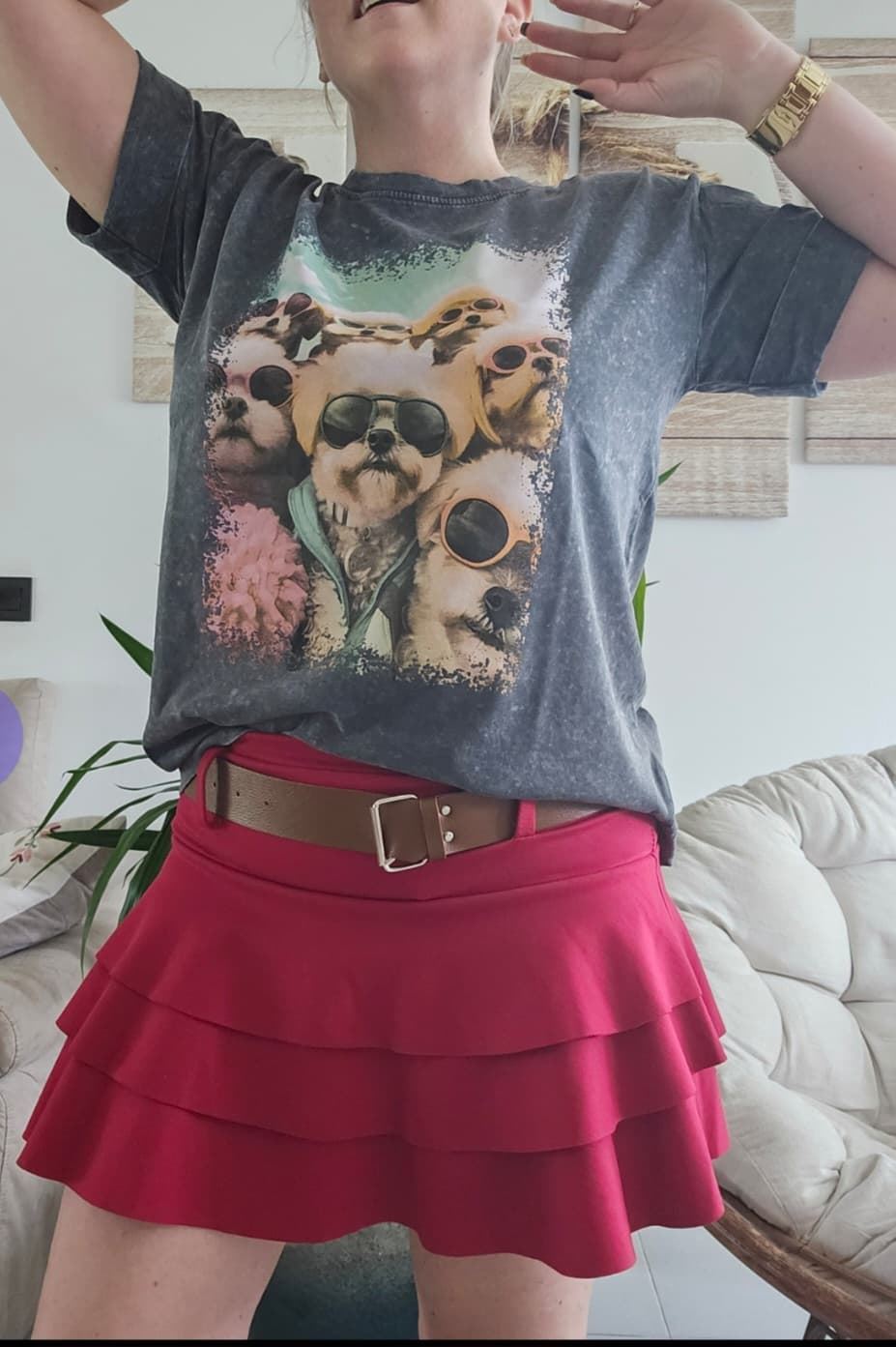 Falda Pantalón Volantes Con Cinturón - Imagen 2