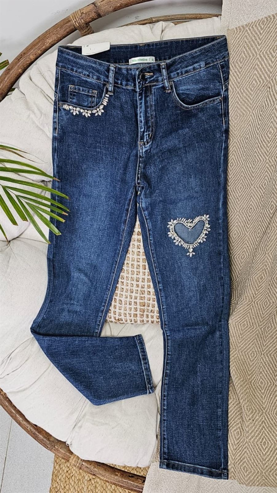 Jeans corazón pedreria - Imagen 4