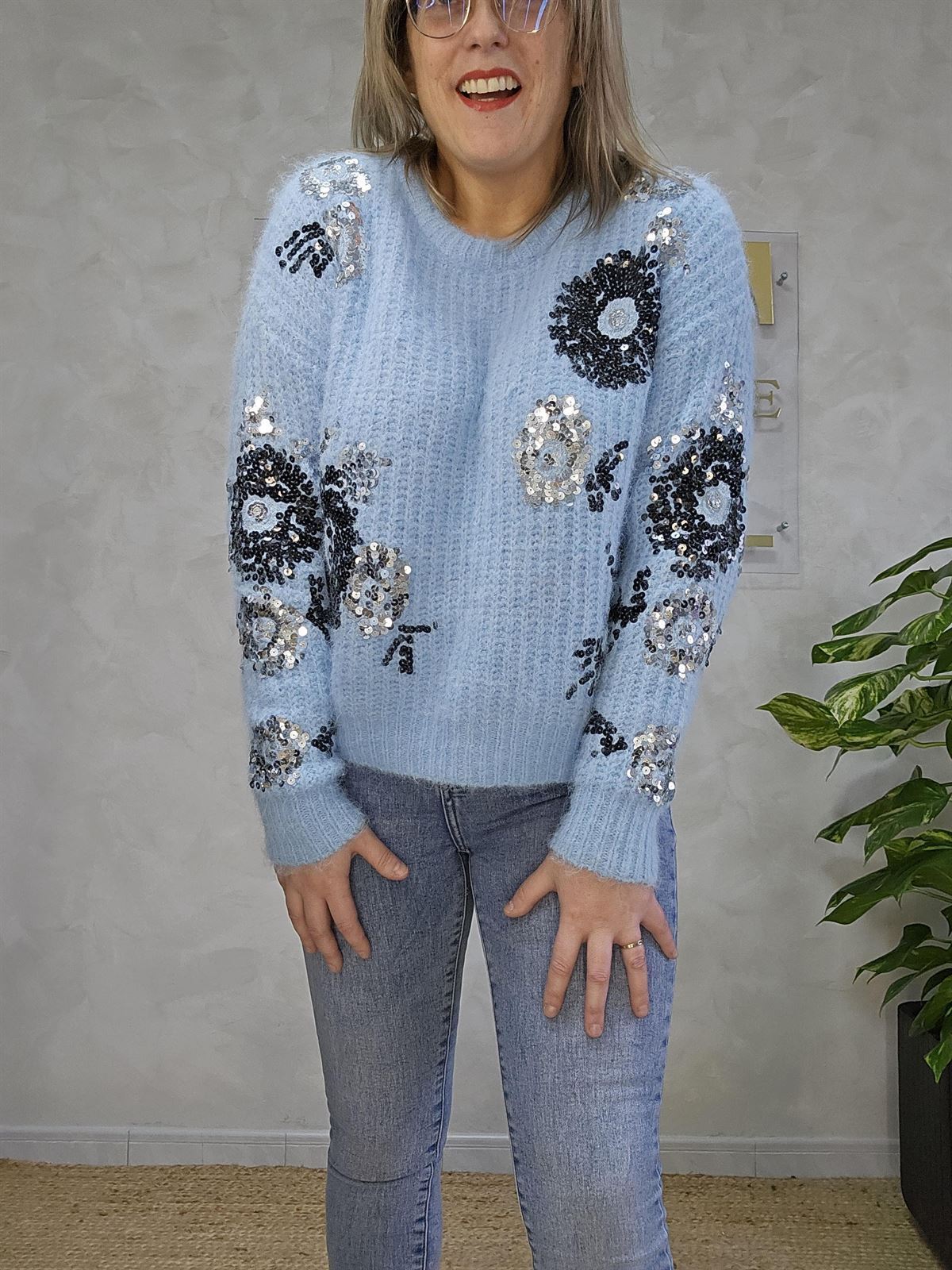 Jersey azul cielo lana - Imagen 1
