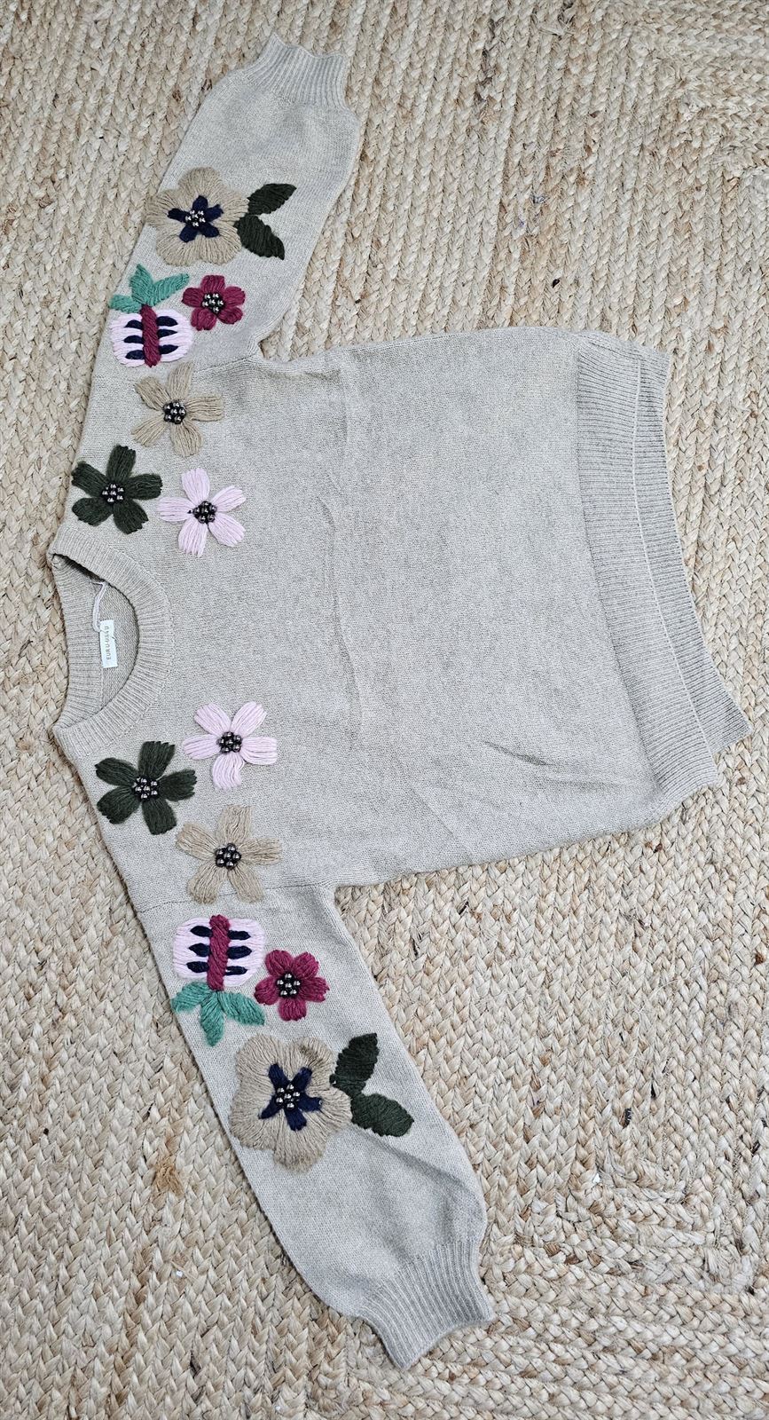 Jersey flores relieve lana - Imagen 9