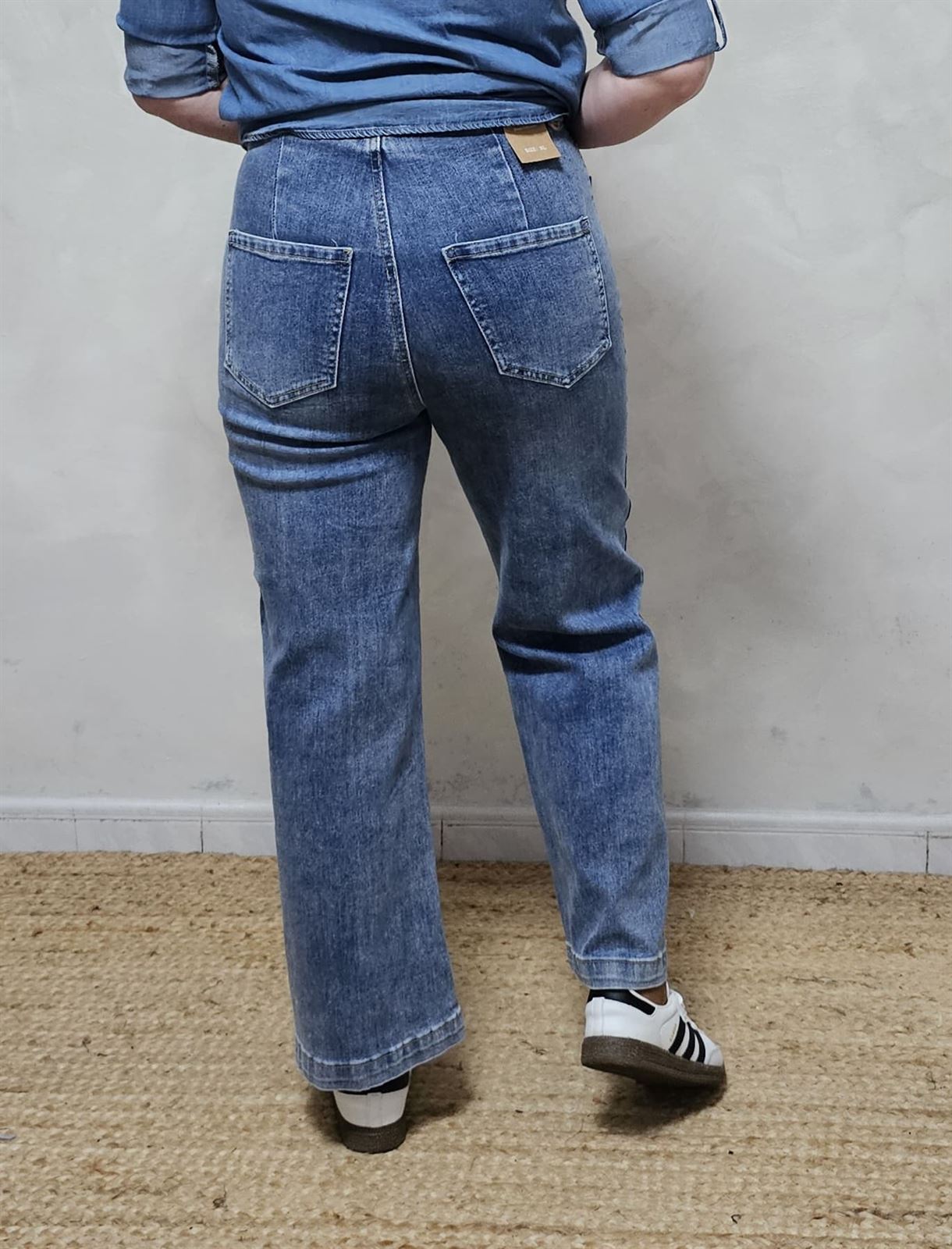 Pantalón denim ancho azul - Imagen 4