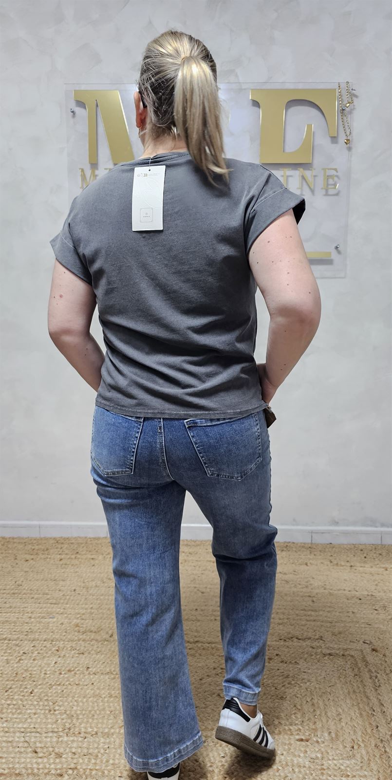 Pantalón denim ancho azul - Imagen 6