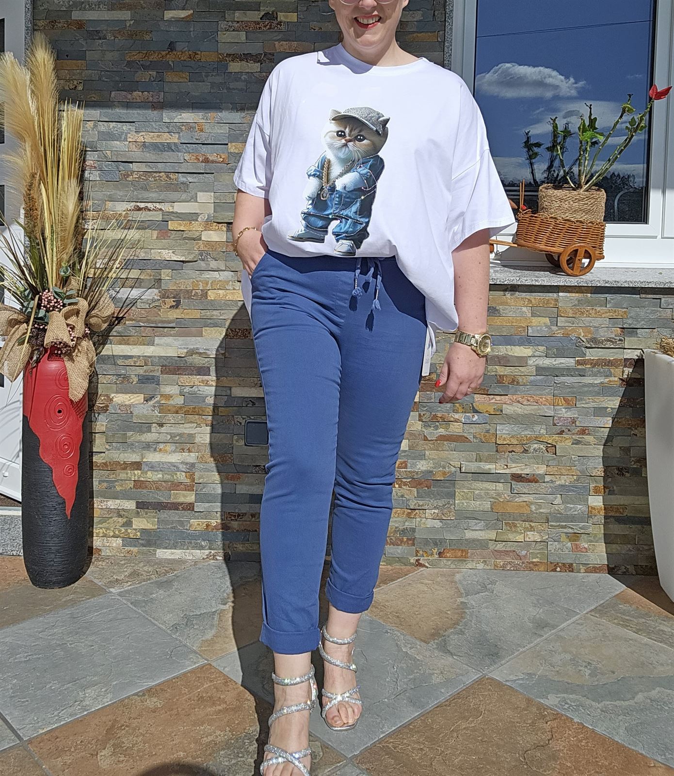 Pantalón Jogger Elástico Azul - Imagen 1