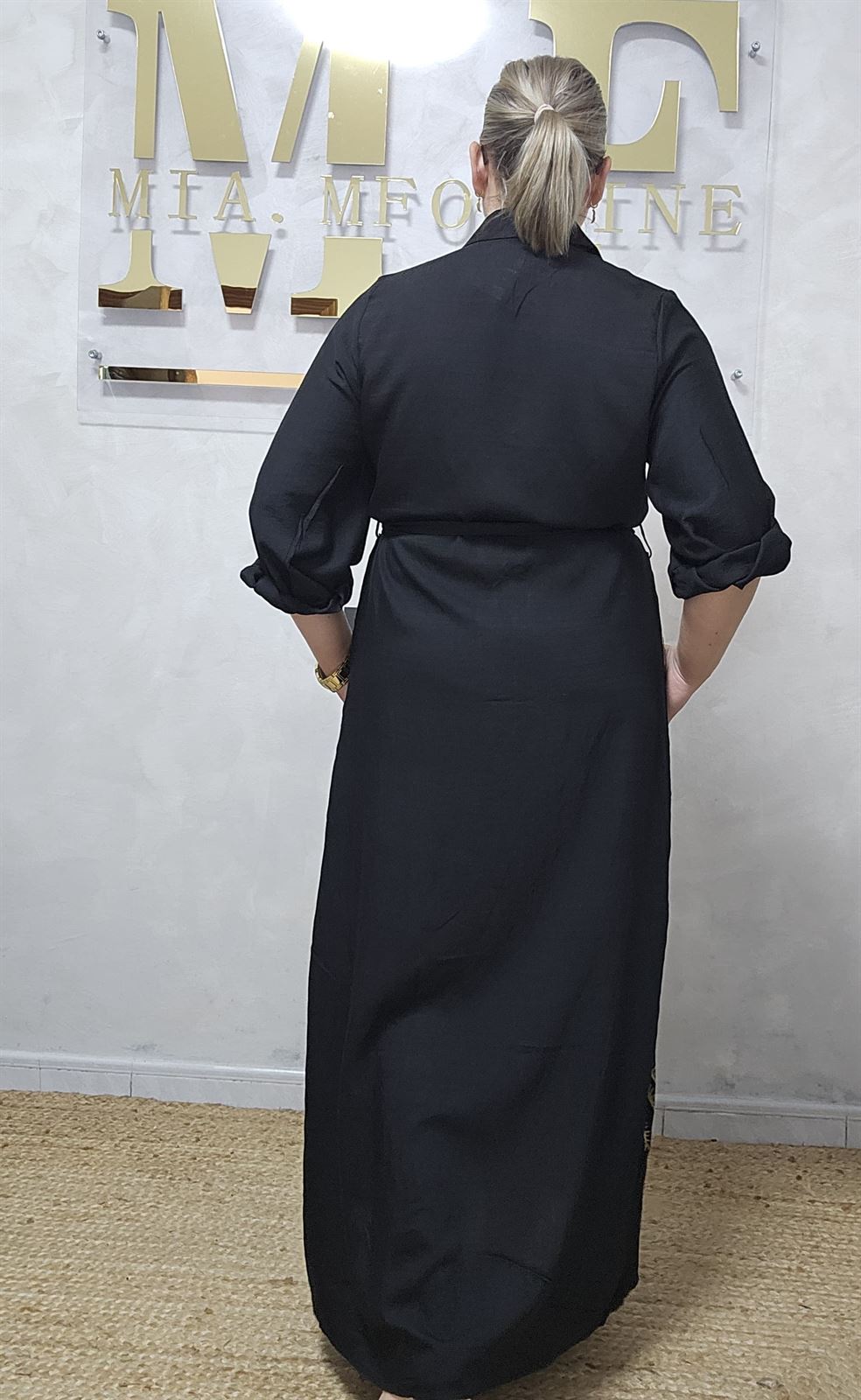 Vestido Camisero Palmeras Hilo Dorado - Imagen 4