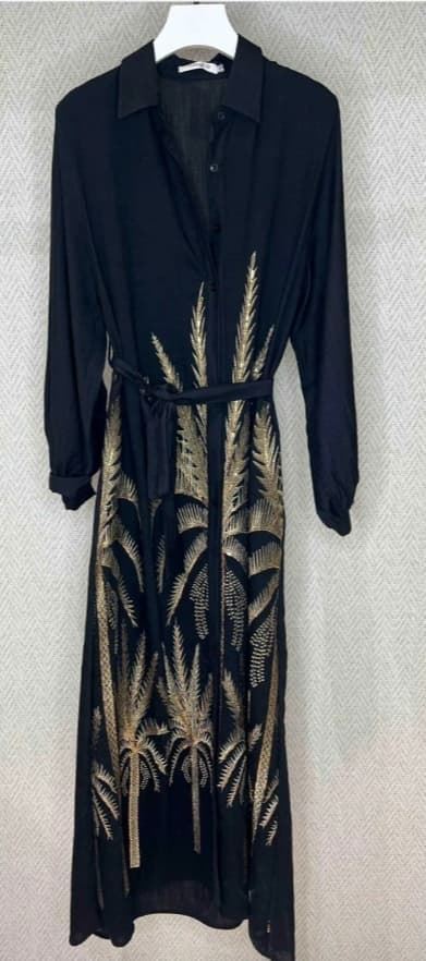 Vestido Camisero Palmeras Hilo Dorado - Imagen 8
