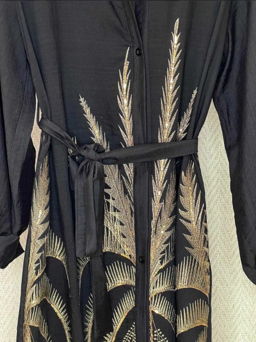 Vestido Camisero Palmeras Hilo Dorado - Imagen 9